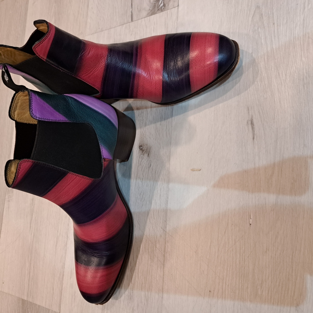 John Fluevog Red and Purple Ankle Boots - Picture 4 of 7